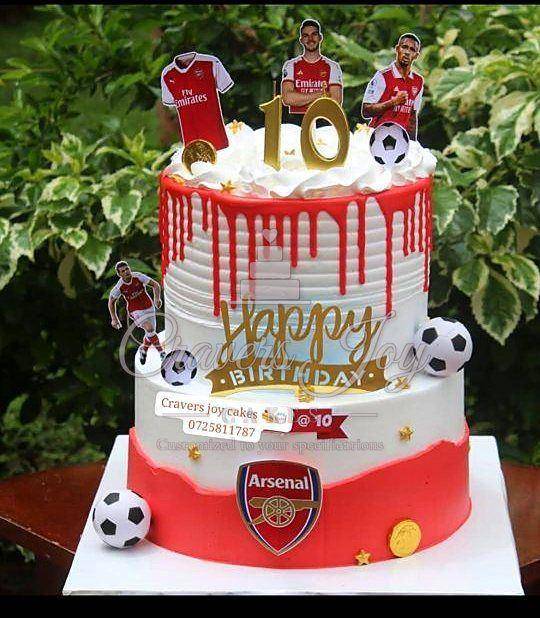Arsenal football 10th birthday cake by Cravers Joy Cakes, Juja