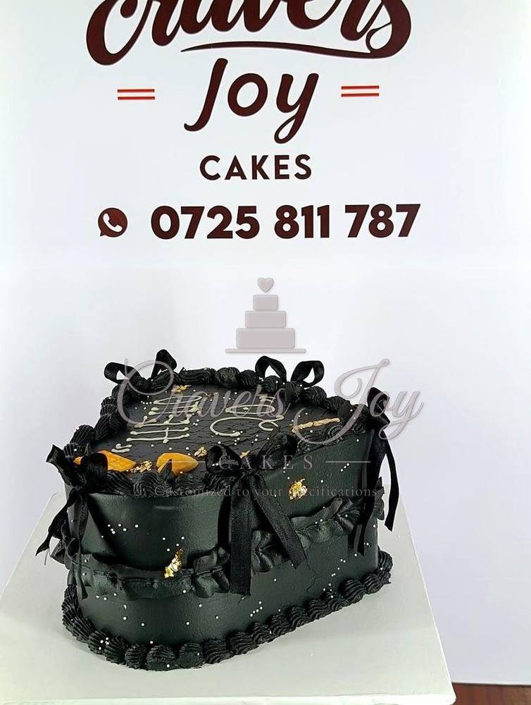 Black vintage cake by Cravers Joy Cakes, Juja