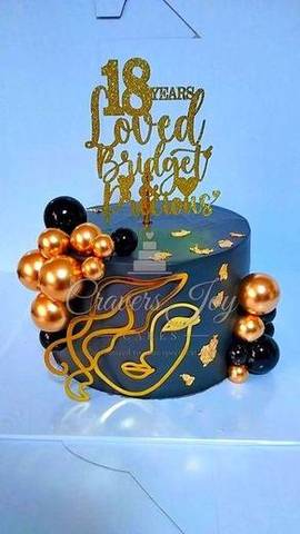 18th gold birthday cake by Cravers Joy Cakes