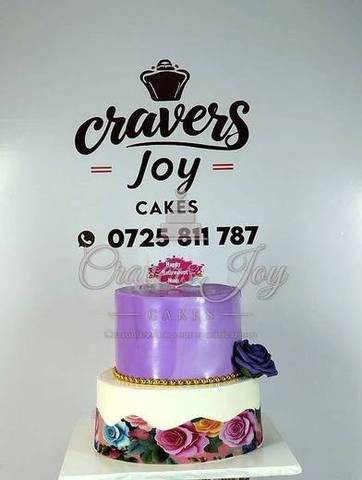 Purple retirement cake for Mum by Cravers Joy Cakes