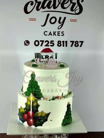 Merry Christmas 2-tier tree cake by Cravers Joy Cakes